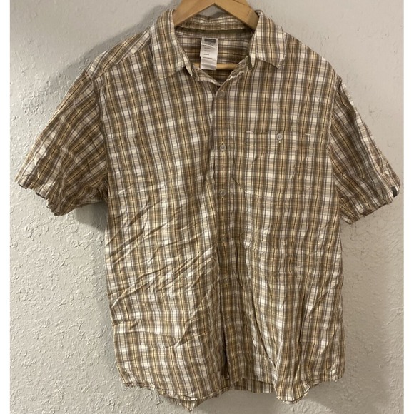 THE NORTH FACE SHORT SLEEVE MEN'S LARGE WHITE/BROWN/RED - Picture 1 of 3